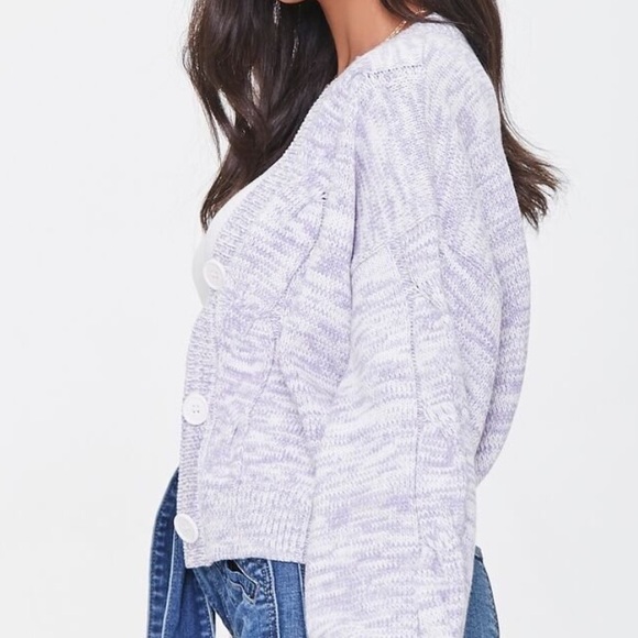 NWT lavender purple cable knit cropped cardigan - Picture 4 of 6